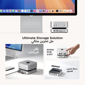 UGREEN Mac mini M4 Dock with 8TB M.2 NVMe Enclosure 10Gbps, 11-in-1 USB Hub for Mac mini M4 & M4 Pro 2024, 10Gbps USB-A Ports, USB-C Data, SD/TF Card Reader - Image 6