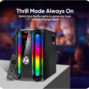 Faster E29 Bluetooth 5.4 Multimedia Speakers, 2.1 Channel Sound System with 45W Subwoofer, RGB Lights, USB, SD Card, AUX, FM, Remote Control, Home Audio, PC Speakers for Entertainment and Gaming - Image 7