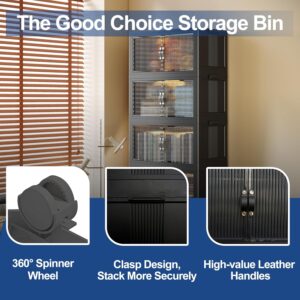 SAILUN 145Gal/580Qt Collapsible & Stackable Storage Bins with Door & a Lid,Perfect for Blanket Storage, Pillow Organizer, Bedroom Closet & Living Room, Black 26" W x 17" D x 71" H - Image 3