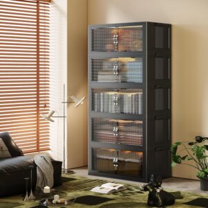 SAILUN 145Gal/580Qt Collapsible & Stackable Storage Bins with Door & a Lid,Perfect for Blanket Storage, Pillow Organizer, Bedroom Closet & Living Room, Black 26" W x 17" D x 71" H - Image 6