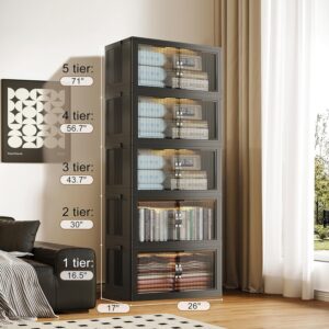 SAILUN 145Gal/580Qt Collapsible & Stackable Storage Bins with Door & a Lid,Perfect for Blanket Storage, Pillow Organizer, Bedroom Closet & Living Room, Black 26" W x 17" D x 71" H - Image 8