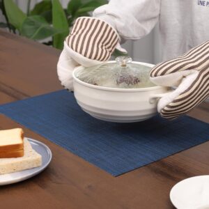 Myir JUN Placemats Set of 4, Vinyl Woven Placemats Place Mats Indoor Set of 4 Washable Table Mats Non-Slip Place mats for Dining Table (Dark Blue, Set of 4) - Image 2