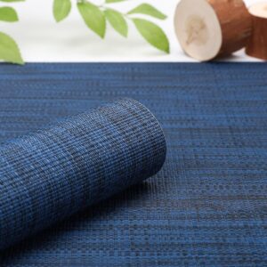Myir JUN Placemats Set of 4, Vinyl Woven Placemats Place Mats Indoor Set of 4 Washable Table Mats Non-Slip Place mats for Dining Table (Dark Blue, Set of 4) - Image 6