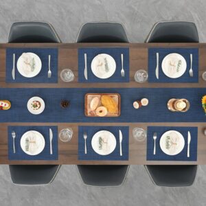Myir JUN Placemats Set of 4, Vinyl Woven Placemats Place Mats Indoor Set of 4 Washable Table Mats Non-Slip Place mats for Dining Table (Dark Blue, Set of 4) - Image 7