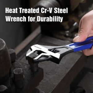 WORKPRO 2-Piece Adjustable Wrench Set, 6-Inch & 10-Inch Wide Jaw Black Oxide Wrench, Cr-V Steel, Metric & SAE Scales, Max Jaw Opening 15/16" & 1-5/16", for Home Repairs, Plumbing, Garage Work - Image 6