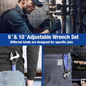 WORKPRO 2-Piece Adjustable Wrench Set, 6-Inch & 10-Inch Wide Jaw Black Oxide Wrench, Cr-V Steel, Metric & SAE Scales, Max Jaw Opening 15/16" & 1-5/16", for Home Repairs, Plumbing, Garage Work - Image 7