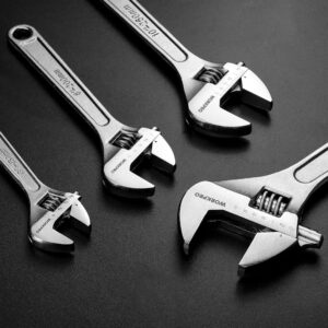 WORKPRO 4-piece Adjustable Wrench Set, Forged, Heat Treated, Chrome-plated (6-inch, 8-inch, 10-inch, 12-inch) - Image 6