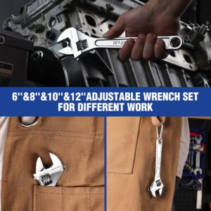 WORKPRO 4-piece Adjustable Wrench Set, Forged, Heat Treated, Chrome-plated (6-inch, 8-inch, 10-inch, 12-inch) - Image 7