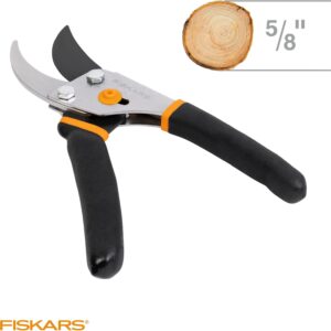 Fiskars Bypass Pruning Shears, 5/8" Cut Capacity Gardening Scissors, Self-Cleaning Sap Groove Prevents Sticking, Non-Slip Grip for Cutting Stems & Branches, Sharp Steel Blades w/ Low-Friction Coating - Image 5