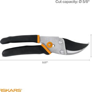 Fiskars Bypass Pruning Shears, 5/8" Cut Capacity Gardening Scissors, Self-Cleaning Sap Groove Prevents Sticking, Non-Slip Grip for Cutting Stems & Branches, Sharp Steel Blades w/ Low-Friction Coating - Image 8