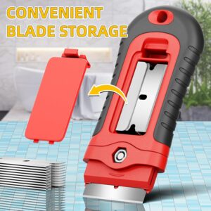 DIYSELF 1 Pack Razor Blade Scraper with 15 Extra Blades, Scraper Tool for Cleaning Window, Paint, Cooktop, Oven, Glass Stove Top Scraper, Razor Scraper with Buit-In Blade Storage - Image 4