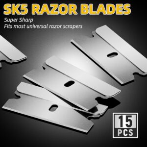 DIYSELF 1 Pack Razor Blade Scraper with 15 Extra Blades, Scraper Tool for Cleaning Window, Paint, Cooktop, Oven, Glass Stove Top Scraper, Razor Scraper with Buit-In Blade Storage - Image 5