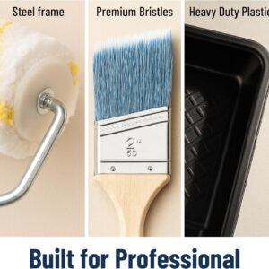 Bates- Paint Roller Kit, 19 pcs, Roller Set with Microfiber Sleeves & Frame, Tray, Angled Brush & Foam Brush, Paint Scrapers and More for Walls, Cabinets, Interior, Exterior, House Painting Supplies - Image 4