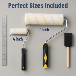 Bates- Paint Roller Kit, 19 pcs, Roller Set with Microfiber Sleeves & Frame, Tray, Angled Brush & Foam Brush, Paint Scrapers and More for Walls, Cabinets, Interior, Exterior, House Painting Supplies - Image 7