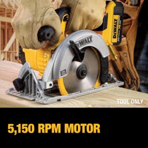 DEWALT 20V MAX Circular Saw, Cordless Sidewinder Style Portable, 6-1/2-Inch Blade, 5150 RPM, 0-50 Degree Bevel Capability, Battery Not Included (DCS391B) - Image 7