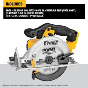 DEWALT 20V MAX Circular Saw, Cordless Sidewinder Style Portable, 6-1/2-Inch Blade, 5150 RPM, 0-50 Degree Bevel Capability, Battery Not Included (DCS391B) - Image 10