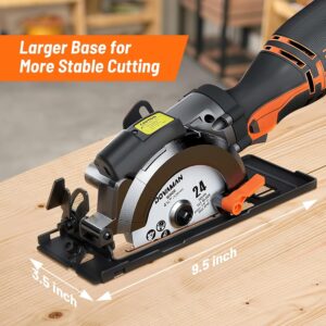 DOVAMAN Circular Saw, 5.8A 4-1/2" Circular Saw w/Laser, Metal Auxiliary Handle, 6 Blades (4½", 4¾"), Cutting Depth 1-11/16" (90°), 1-3/8" (45°), Ideal for Wood, Soft Metal, Plastic, Tile - MCS01A - Image 7
