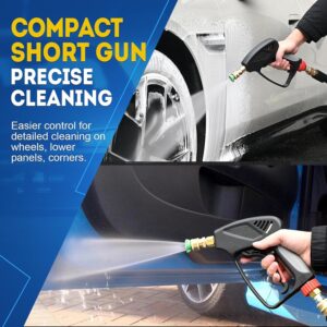 TOOLCY Pro Short Pressure Washer Gun 5000 PSI with 360° Swivel,3/8" Quick Connect Inlet, Power Washer Gun with 1/4" Quick Connect Outlet, Includes 3/8" QC to M22-14mm Adapter & 5 Nozzle Tips - Image 3