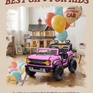 First Ride On 24V Ride on Toys for Big Kids, Licensed Ford Bronco Raptor 2 Seater Ride on Cars with Remote Control, Ride on Truck w/ 4-Wheeler Suspension, 3 Speeds, Led Lights, Bluetooth (24V, Pink) | First Ride On - Image 4