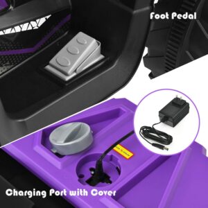 Costzon Kids ATV, 12V Battery Powered Electric Vehicle w/LED Lights, High & Low Speed, Horn, Music, USB, Treaded Tires, Ride on Car 4 Wheeler Quad for Boys & Girls Gift, Ride on ATV (Purple) - Image 8