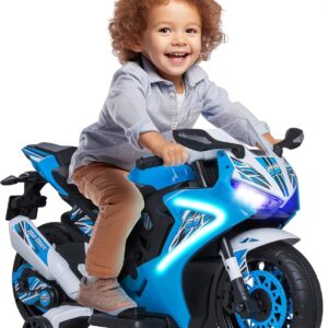 Kid Trax 6V Glow Electric Toddler Kids Motorcycle - Toddler Bike, Indoor/Outdoor Toys, Durable, LED Headlights and Body Light, Realistc Sounds, Kids Ride On Toys, Max Weight 65lbs, Ages 3+, Blue - Image 2