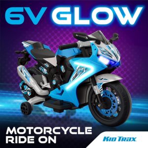 Kid Trax 6V Glow Electric Toddler Kids Motorcycle - Toddler Bike, Indoor/Outdoor Toys, Durable, LED Headlights and Body Light, Realistc Sounds, Kids Ride On Toys, Max Weight 65lbs, Ages 3+, Blue - Image 3