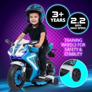 Kid Trax 6V Glow Electric Toddler Kids Motorcycle - Toddler Bike, Indoor/Outdoor Toys, Durable, LED Headlights and Body Light, Realistc Sounds, Kids Ride On Toys, Max Weight 65lbs, Ages 3+, Blue - Image 5