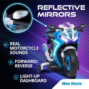 Kid Trax 6V Glow Electric Toddler Kids Motorcycle - Toddler Bike, Indoor/Outdoor Toys, Durable, LED Headlights and Body Light, Realistc Sounds, Kids Ride On Toys, Max Weight 65lbs, Ages 3+, Blue - Image 6