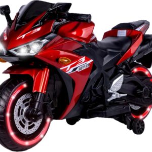 12V Electric Ride On Motorcycle for Kids, Training Wheels, Full Hand Drive Motorbike Toy, Perfect for Boys and Girls (3-8 Yrs) (RED) - Image 6
