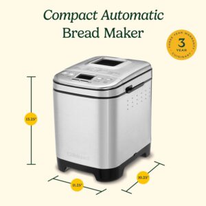 Cuisinart Bread Maker Machine, Stainless Steel Automatic Bread Machine with 12 Menu Options, 3 Loaf Sizes up to 2 Lb., 3 Crust Colors, Removable Nonstick Baking Pan & Kneading Paddle, CBK-110NAS - Image 3