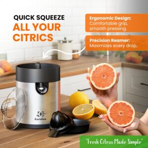 Eurolux Electric Orange Juicer, Sleek Effortless Citrus Juice Squeezer for Lemon, Lime, Grapefruit | Powerful Motor, Easy to Clean, Removable Dishwasher-Safe Parts - Image 4