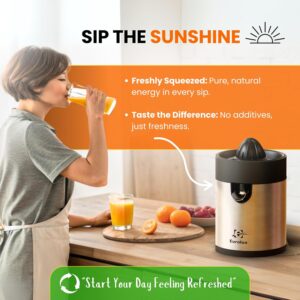 Eurolux Electric Orange Juicer, Sleek Effortless Citrus Juice Squeezer for Lemon, Lime, Grapefruit | Powerful Motor, Easy to Clean, Removable Dishwasher-Safe Parts - Image 5