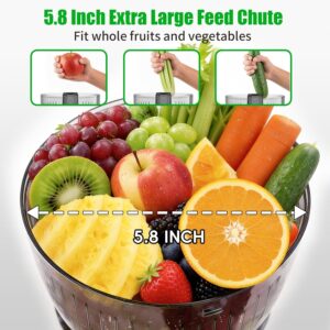 Juicer Machines, Cold Press Juicer with 5.8" Wide Feed Chute, 300W Slow Masticating Juicer for Whole Fruits & Vegetables, High Juice Yield, Easy to Clean, BPA Free Juice Extractor Machine - Image 2