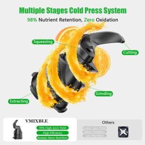 Juicer Machines, Cold Press Juicer with 5.8" Wide Feed Chute, 300W Slow Masticating Juicer for Whole Fruits & Vegetables, High Juice Yield, Easy to Clean, BPA Free Juice Extractor Machine - Image 6