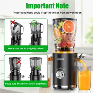 Juicer Machines, Cold Press Juicer with 5.8" Wide Feed Chute, 300W Slow Masticating Juicer for Whole Fruits & Vegetables, High Juice Yield, Easy to Clean, BPA Free Juice Extractor Machine - Image 7