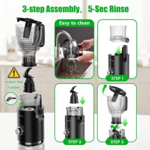 Juicer Machines, Cold Press Juicer with 5.8" Wide Feed Chute, 300W Slow Masticating Juicer for Whole Fruits & Vegetables, High Juice Yield, Easy to Clean, BPA Free Juice Extractor Machine - Image 8