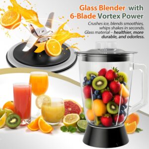 Food Processor and Blender Combo, 88 oz Food Chopper for Meat, Vegetable and Dough, 70 oz 700W Glass Jar Blender with 2 Speeds and Pulse for Smoothie, Nutrient Extractions, and More - Image 9