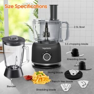 Food Processor and Blender Combo, 88 oz Food Chopper for Meat, Vegetable and Dough, 70 oz 700W Glass Jar Blender with 2 Speeds and Pulse for Smoothie, Nutrient Extractions, and More - Image 5