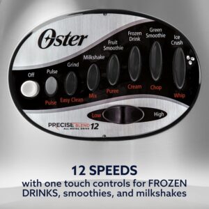 Oster Classic Series 16-Speed Blender with Food Chopper & 6-Cup Glass Jar, Countertop Kitchen Blender, Brushed Nickel - Image 6
