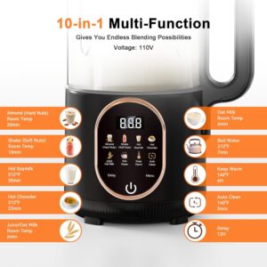 50oz Nut Milk Maker Machine, 10 in 1 Automatic Plant Based Milk Maker for Homemade Oat, Coconut, Chowder, Juice, Soy Milk with 20 Blades,Delay Start, Boil Water, Keep Warm & Auto Clean - Image 2