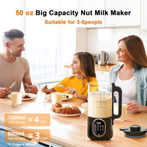 50oz Nut Milk Maker Machine, 10 in 1 Automatic Plant Based Milk Maker for Homemade Oat, Coconut, Chowder, Juice, Soy Milk with 20 Blades,Delay Start, Boil Water, Keep Warm & Auto Clean - Image 7