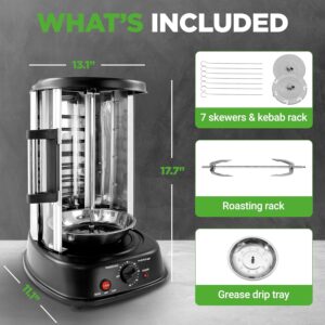 NutriChef Vertical Rotating Shawarma Oven - Rotisserie, Shawarma, & Kebab Machine - Stain-Resistant, Energy-Efficient - Heat-Resistant Door - Includes Kebab Rack with 7 Skewers - Stainless Steel - Image 3