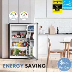 DUMOS 3.2 Cu.Ft Mini Fridge with Freezer, Single Door Refrigerator with Adjustable Thermostat, Compact Small Fridge for Bedroom, Office, Dorm, Silver Single Door - Image 5
