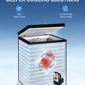 7.0 Cu Ft Chest Freezer - Energy Saving Quiet Top Open Door Mini Freezer Adjustable 6 Thermostat - Compact Small Deep Freezer w/Removable Basket and Defrost Water Drain for Home/Apartment/Garage - Image 5
