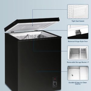 7.0 Cu Ft Chest Freezer - Energy Saving Quiet Top Open Door Mini Freezer Adjustable 6 Thermostat - Compact Small Deep Freezer w/Removable Basket and Defrost Water Drain for Home/Apartment/Garage - Image 6