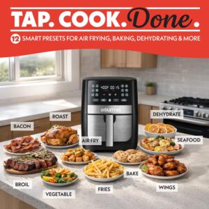 Gourmia 8 Qt Digital Air Fryer GAF826 – XL Capacity with 12 One-Touch Presets, Nonstick Dishwasher Safe Basket, Oil-Free Cooking, ETL-Certified, Sleek Black Finish - Image 9