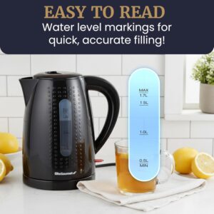 Elite Gourmet EKT5051 1.7L Electric Water Kettle, BPA-Free, Fast Boil, Auto Shut-Off, Boil-dry Protection, 360° Swivel Base with Cordless Serving, Clear-view Window with Water Level Markings, Black - Image 7
