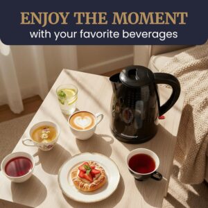 Elite Gourmet EKT5051 1.7L Electric Water Kettle, BPA-Free, Fast Boil, Auto Shut-Off, Boil-dry Protection, 360° Swivel Base with Cordless Serving, Clear-view Window with Water Level Markings, Black - Image 9