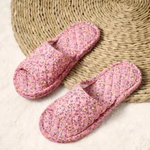 Summer Indoor Home Slippers Lightweight Antislip Bedroom Slippers Soft Cotton Floral Floor Shoes Fashion Flower Slippers - Image 4