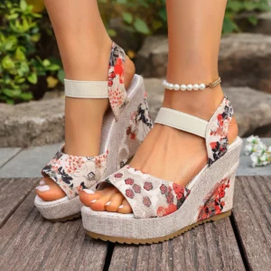 Summer Round Toe Color-block Sexy Comfortable Non-slip Casual Wedge Sandals Fashion New Buckle Sandals for Women - Image 2